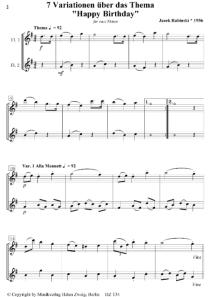 VII Variationen über das Thema "Happa Birthday" für 2 Flöten